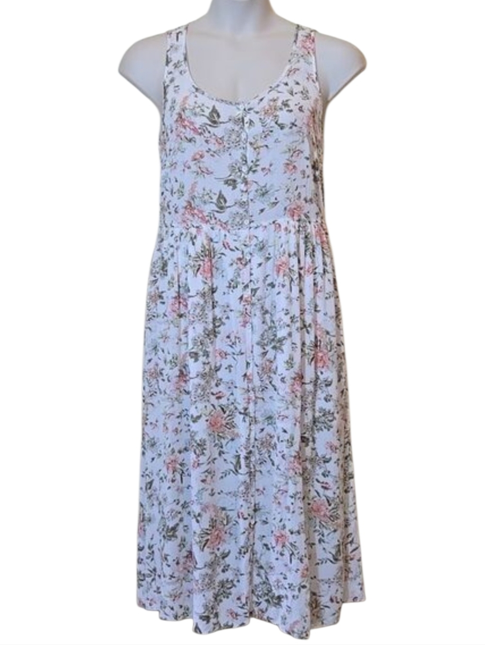 Frye Floral Gauzy Button Front Midi Jumper‎ Dress Size M Cottagecore Feminine